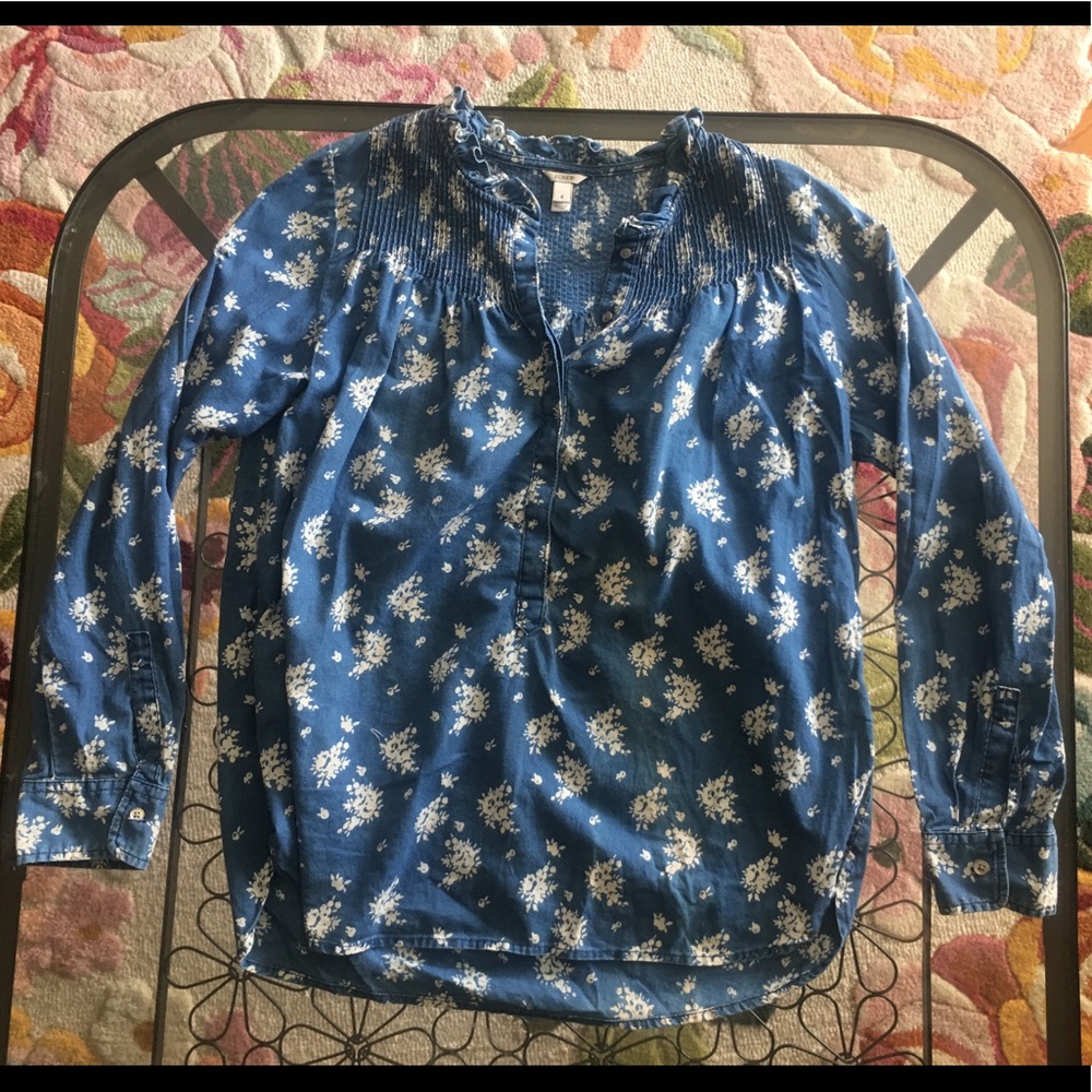 COPY - JCrew Chambray Flower Print Blouse